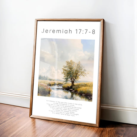 Jeremiah 17:7-8 – Christian wall art with verse about confidence in the Lord.