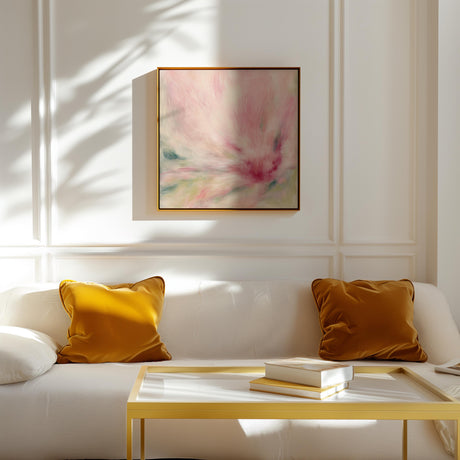 Abstract depiction of a flower in bloom with pastel shades on fine art paper.