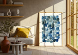 Blue watercolour abstract print in indigo tones — Twilight Drift wall art print for modern minimalist home decor