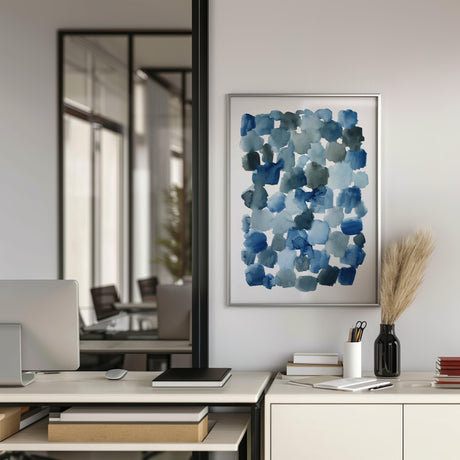 Elegant abstract design with varying shades of indigo in a calming composition.