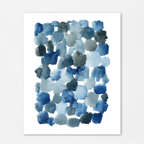 Twilight Drift blue and indigo watercolour abstract print — modern minimalist wall art for bedroom or home office decor
