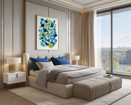 Bold and modern abstract watercolor artwork for office or living room decor.