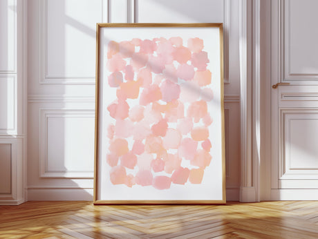 Aesthetic watercolor composition featuring layered pink tones on a neutral background.
