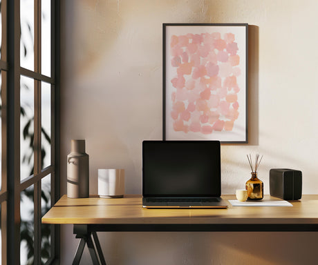 Feminine and stylish abstract print with soft pink watercolor elements.