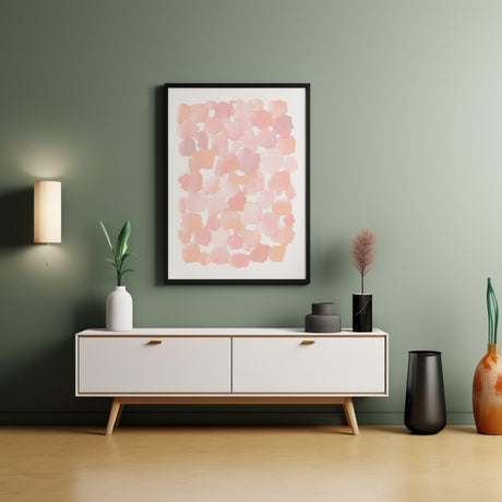 Elegant abstract design with varying shades of pink in a fluid watercolor style.