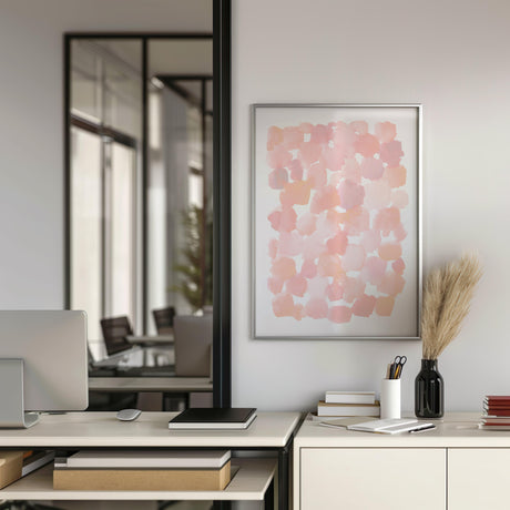 Soft and soothing watercolor artwork showcasing organic pink shapes.