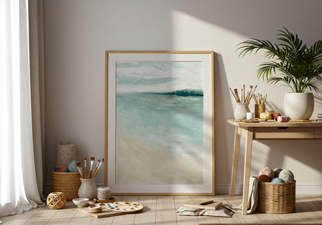 'Bramble Bush Bay Shores' – Modern seascape print with soft tones.