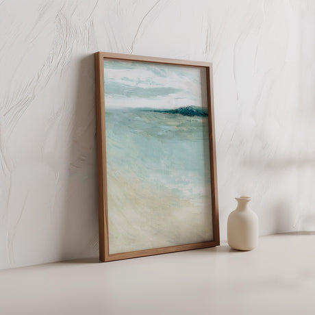 'Bramble Bush Bay Shores' – Modern coastal art print in soft blues.