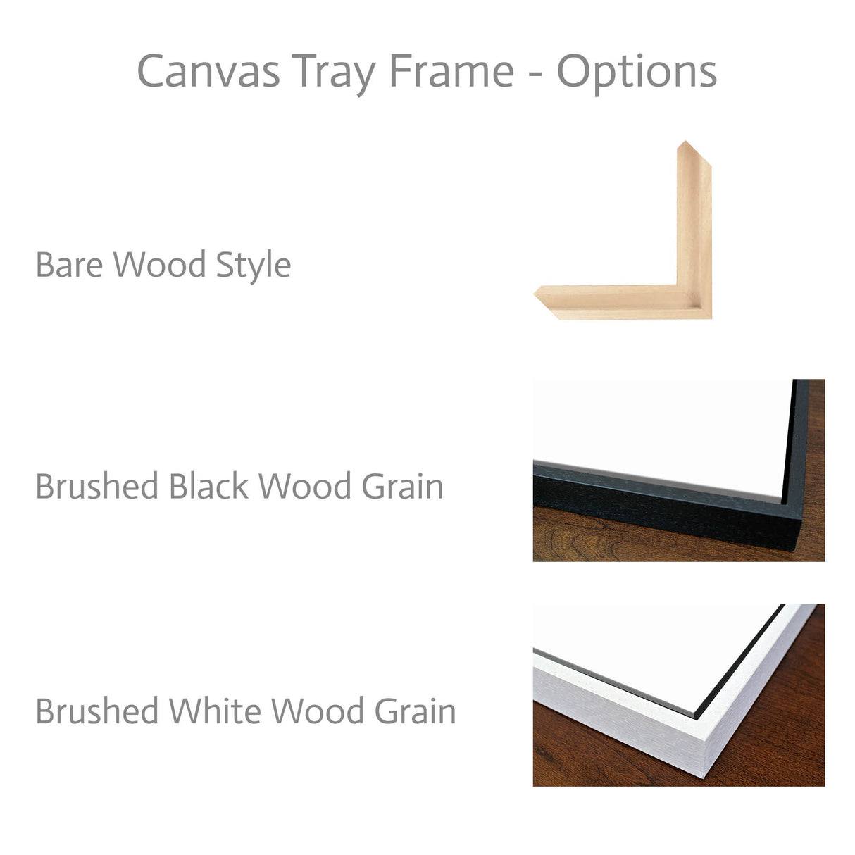Canvas Framing - canvas tray colour options