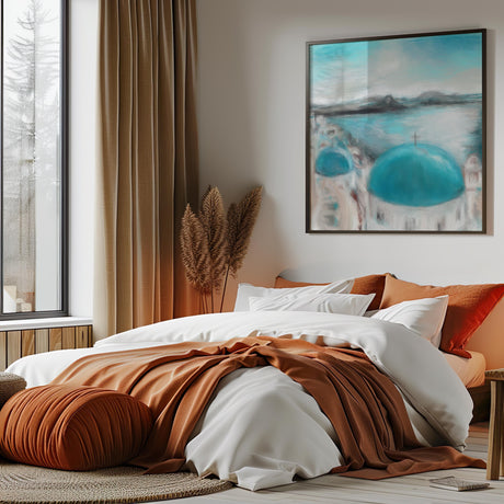 Cerulean Shores abstract print with reflections on turquoise sea
