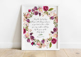 Graceful floral pattern with Romans 15:13 verse, Floral scripture art: Romans 15:13 print for home