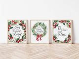 Three-print set featuring Christmas carol quotes and wreaths.