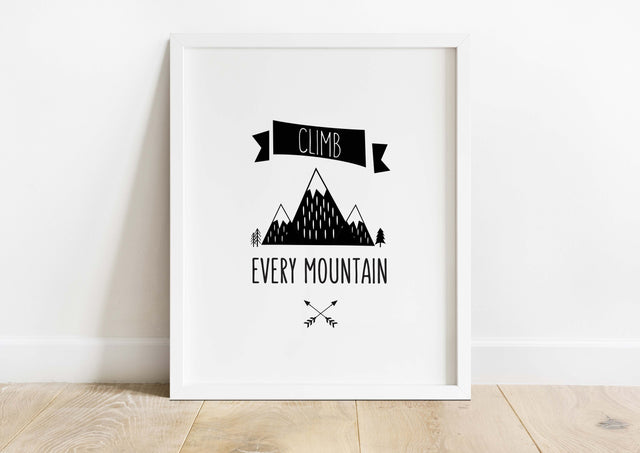 Black and White Kid Prints for Boys Bedroom, Camping Nursery Print, Inspirational black and white nursery print