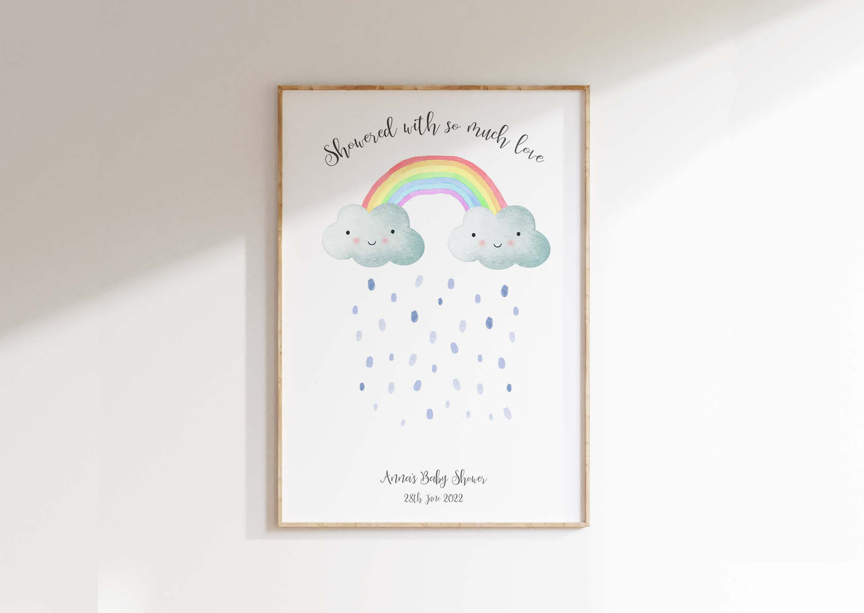 Rainbow Baby Shower Fingerprint Keepsake Print, Special Newborn Gift, Rainbow Baby Shower Ideas, baby shower fingerprint Tree