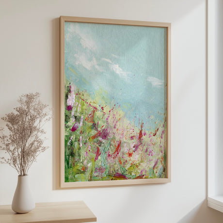 ‘Colours of the Field’ – Colourful abstract meadow print for joyful, modern decor.