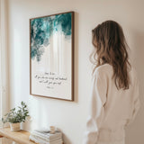 Uplifting Bible verse wall art featuring “Come to me all who are weary” in calming turquoise and black.