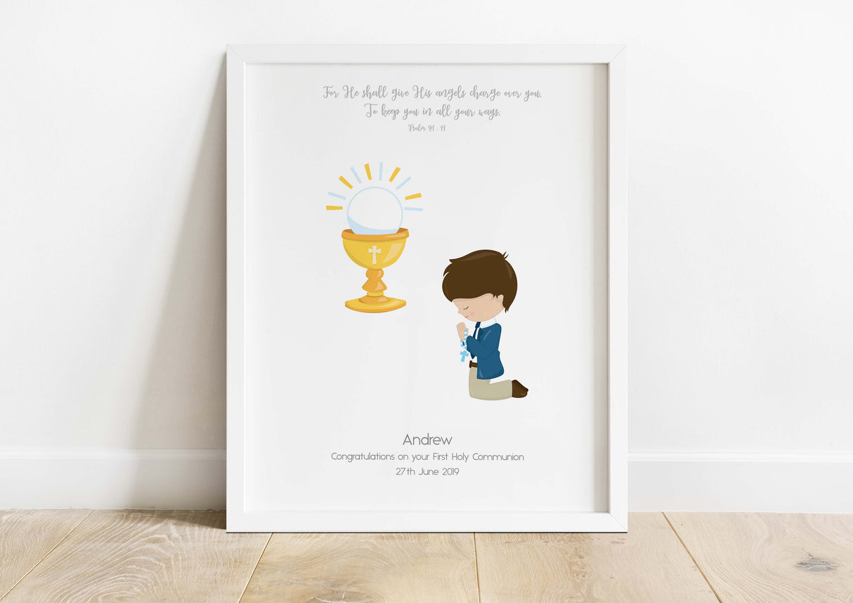 Eucharist Ceremony Customized Wall Art, Girl or Boy Communion Illustration Print, Unique Personalized Communion Gift Ideas