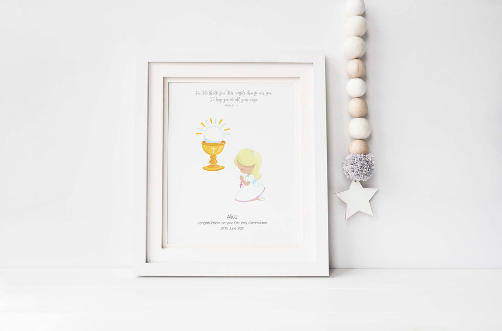 Customizable Holy Communion Picture for Children, Kids' Religious Wall Decor for First Communion, First Communion Art Print