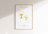 Children's Holy Sacrament Wall Decoration, Personalized Eucharist Ceremony Keepsake, Custom First Communion Portrait for Kids