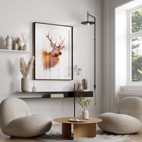 Stag Head Watercolour for a Rustic Atmosphere, Gift of Tranquil Beauty: Deer Print Watercolour, Watercolour Deer Art