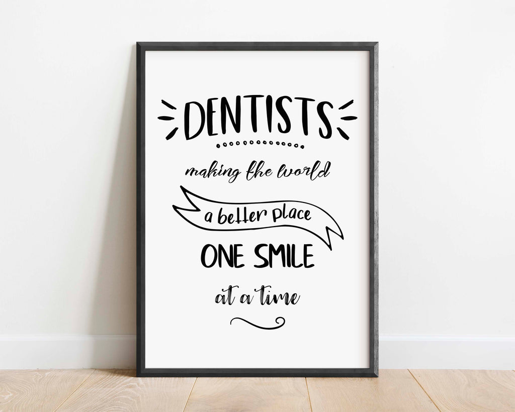 Stylish black and white print for dental waiting rooms, Dentist-inspired wall art to uplift dental environments, dental decor for dental clinics