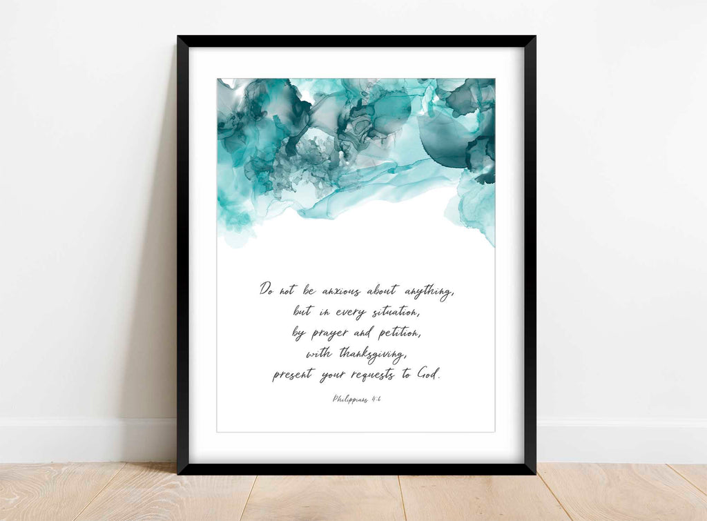 Philippians 4 6 Wall Art Decor, Do Not Be Anxious About Anything Art, Abstract serenity with Bible verse home print