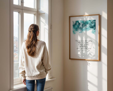 Christian wall decor with calming Bible verse about prayer and gratitude from Philippians 4 6.