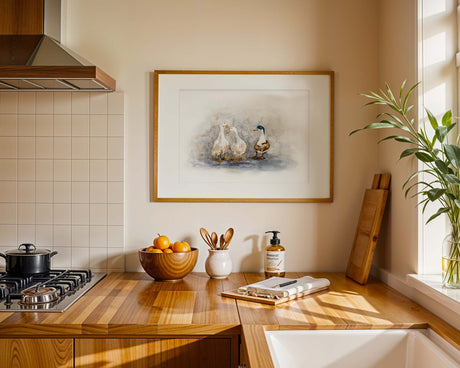 Feathered Friends-inspired duck watercolour wall art on paper