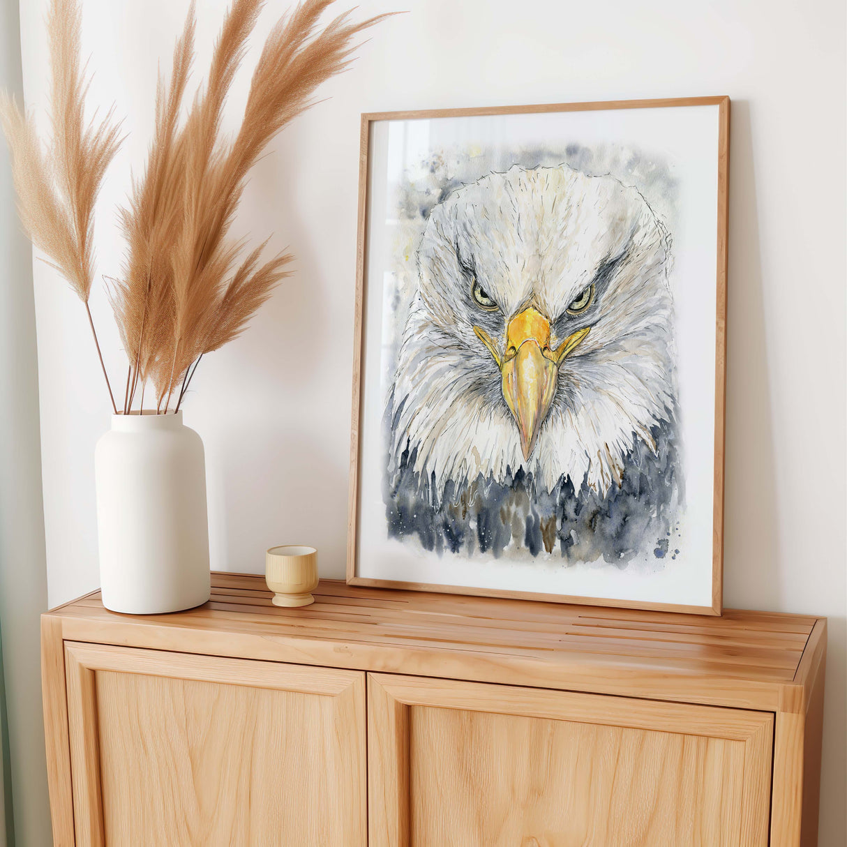 Bald eagle painting in watercolour, capturing the strength and dignity of the bird.