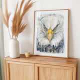 Bald eagle painting in watercolour, capturing the strength and dignity of the bird.