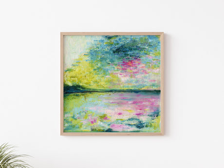 'Echoes in Still Water' - Abstract art print in soothing colours, ideal for modern home decor.