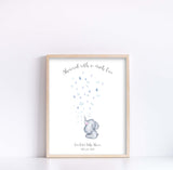 Personalised fingerprint print for baby shower, Customisable baby shower fingerprint keepsake, Elephant-themed baby shower fingerprint art