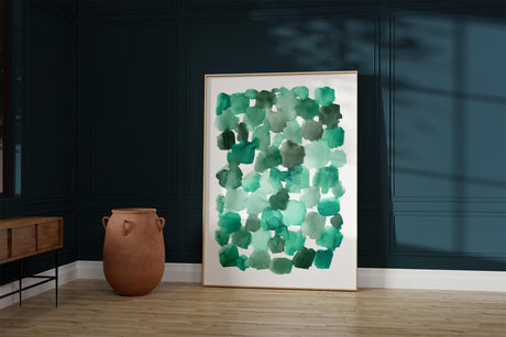 Aesthetic watercolor composition featuring fluid emerald tones for modern decor.
