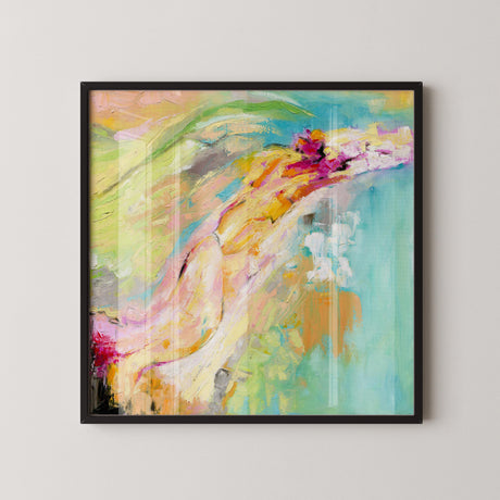 Contemporary abstract art print with joyful colour palette.