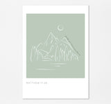 Faith Can Move Mountains Matthew 17 20 Minimalist Christian Line Art, Matthew 17:20-inspired art print with faith statement