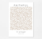 Faithful in Prayer Modern Bible Verse Print, Neutral Christian Decor