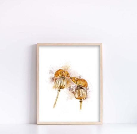 Nature-inspired wall art for a cozy and inviting rustic living space, Field Mouse Art, Modern Cottagecore Art