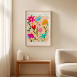 Unique flower market print for gifting. Vibrant home decor flower print for art lovers.