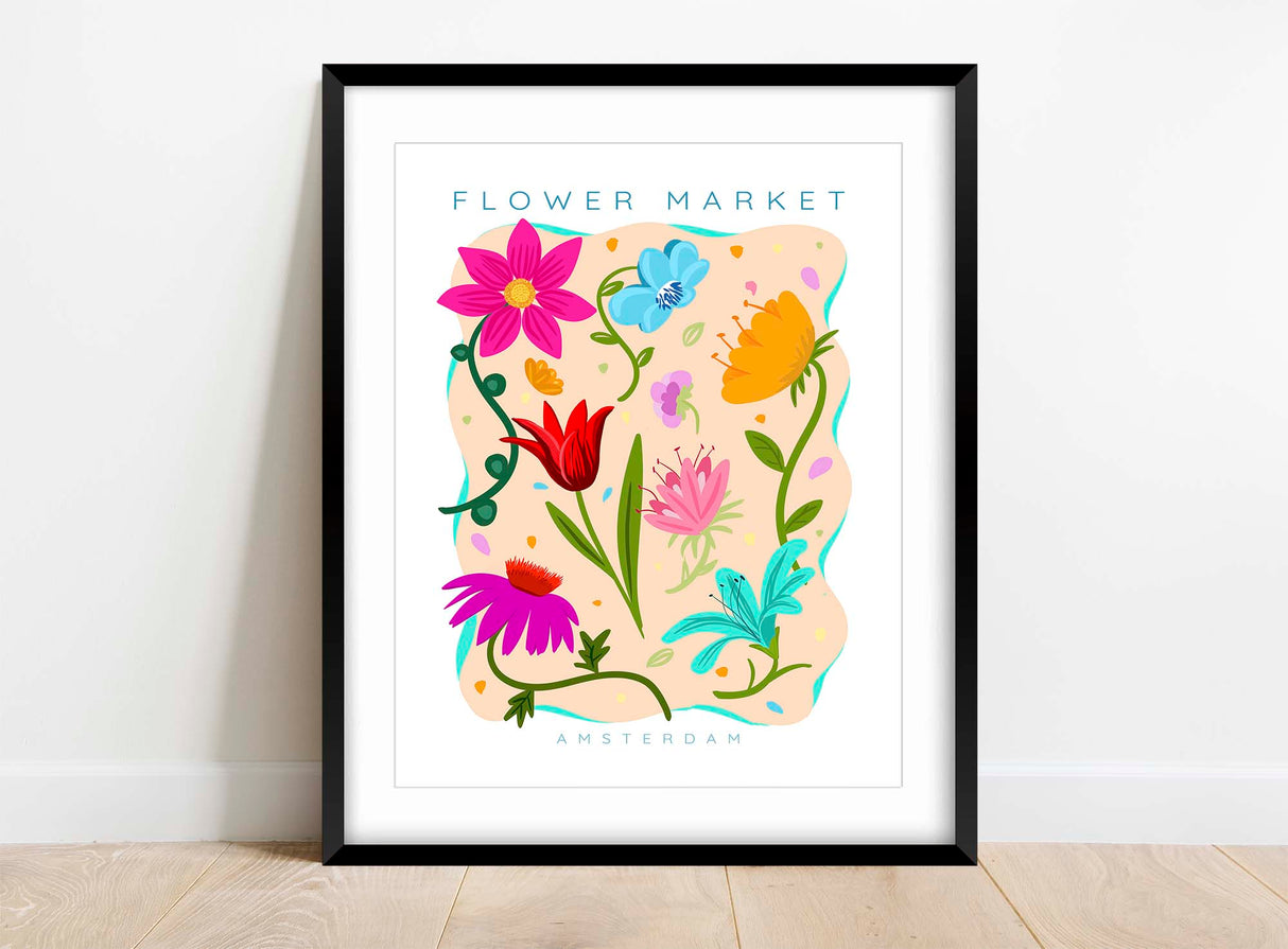 Vibrant wall art print for flower enthusiasts.Colourful flower art for modern living spaces.