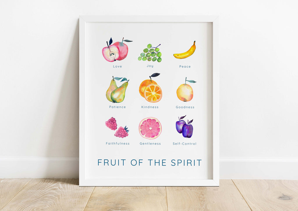 Elegant 'Fruit of the Spirit' Watercolor Poster, Unique Christian Gifts: Fruits of the Spirit Art, Biblical Fruit of the Spirit Painting