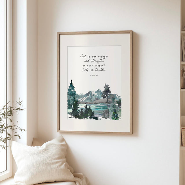 Comforting scripture wall art reminding of God’s ever-present help.