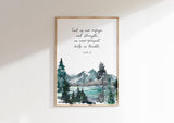 Psalm 46 1 Picture, God is Our Refuge Wall Art Print Christian Decor, Christian gift with Bible verse for home, forest scripture art