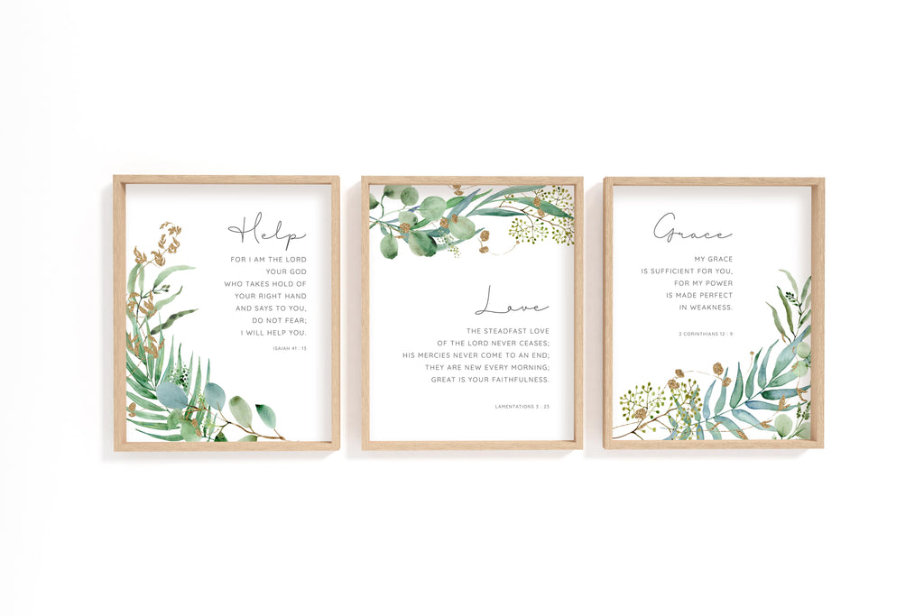 Lamentations 3:23 verse print with botanical background, Inspirational Bible verse prints with nature illustrations