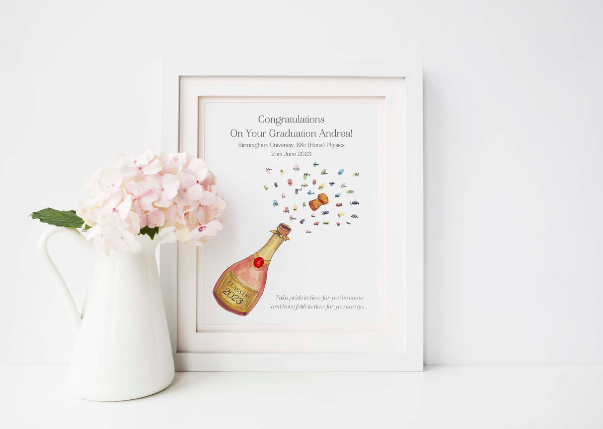 Celebrate graduation with personalized fingerprint spray keepsake, Personalised Graduation fingerprint art