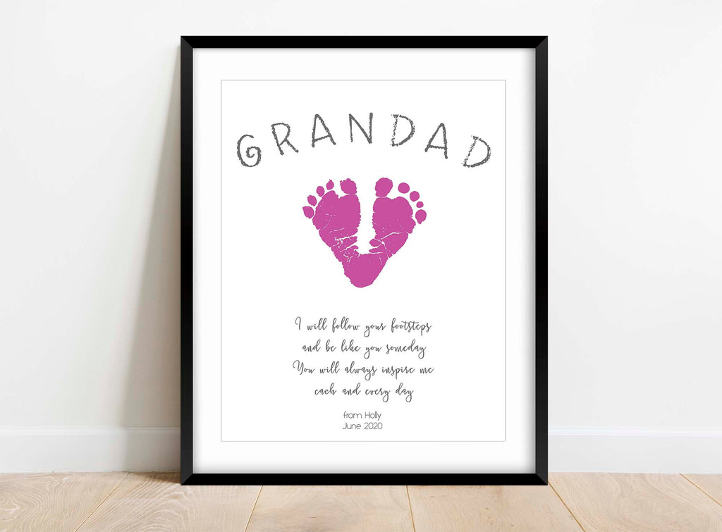 Unique baby footprint keepsake for grandfathers on Father's Day, Father's Day gift: Personalized baby footprint print for grandad
