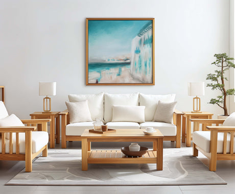 Square print HarbourLight showing an abstract Greek harbour scene