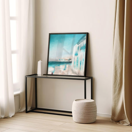 Tranquil abstract painting HarbourLight, evoking peaceful summer holidays