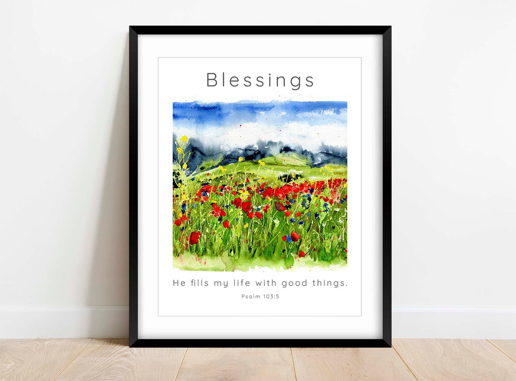 Scripture-inspired watercolour painting for living spaces, Inspirational wall hanging with comforting Bible verse
