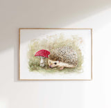 Watercolour Hedgehog Print, Hedgehog Painting Woodland Animal Print