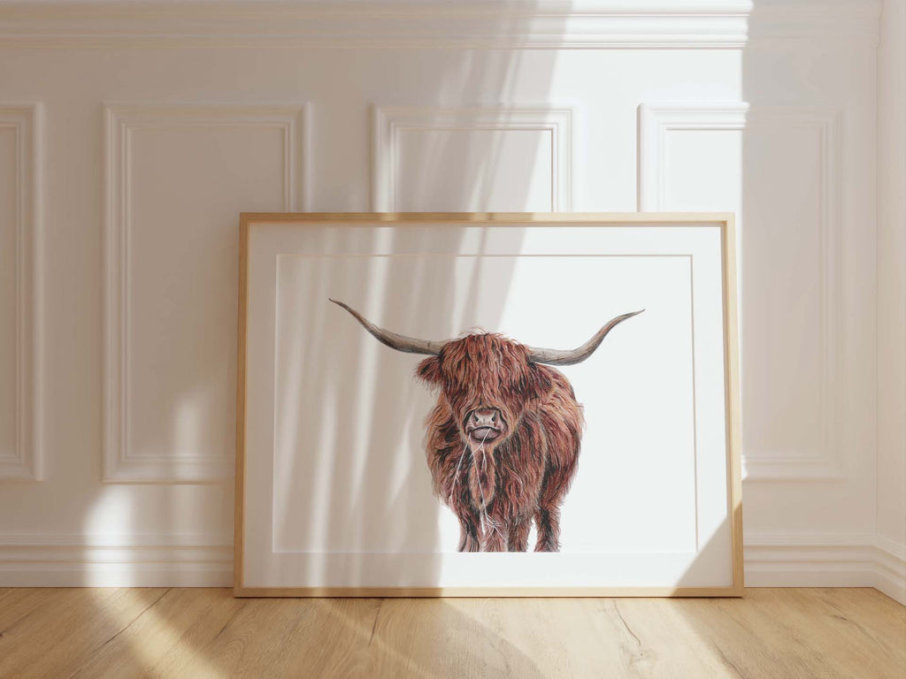 brown Palette Highland Cow Wall Hanging, Highland Cow in Rich Earthy Tones, Scottish Highland Cow Print in Neutral Browns
